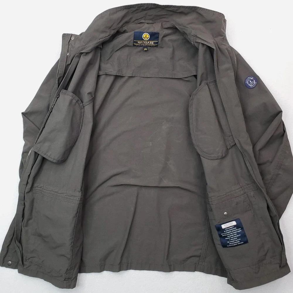 Navigare Jacket Mens XXL Green Windbreaker Rain Coat Yachting Nautcial Chore
